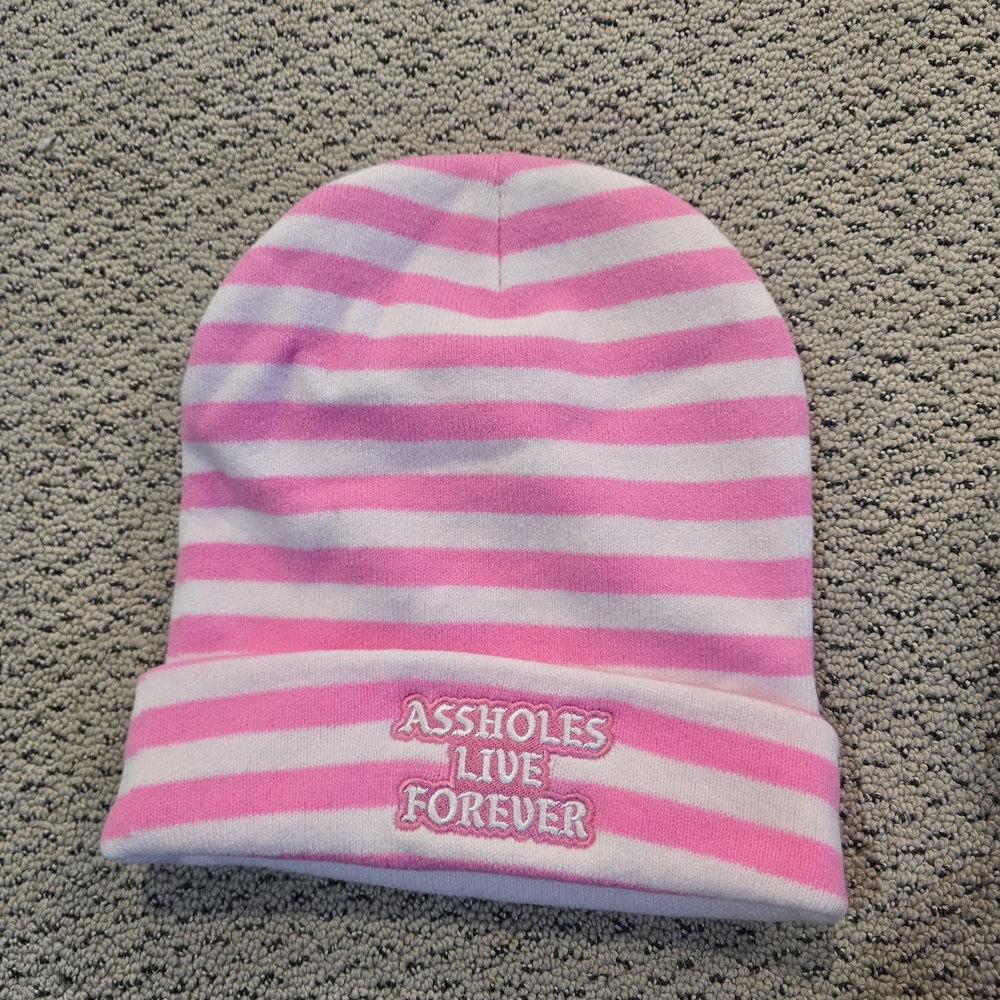 Pink and White Striped ALF Beanie